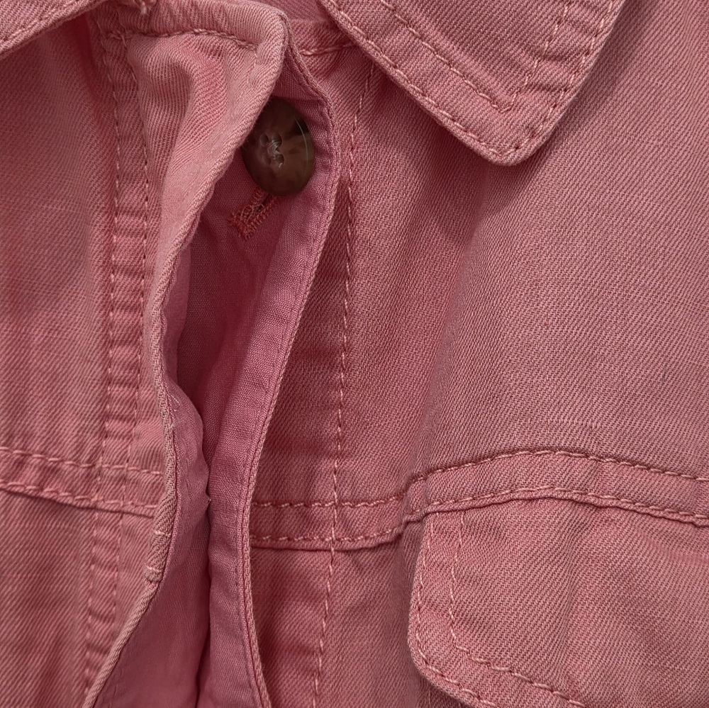 TALBOTS Linen Blend Utility Jacket in Washed Salmon Size Medium Womens Full Zip - Picture 6 of 16
